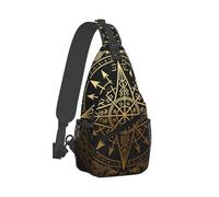 Borsa A Tracolla Sul Petto Black Celtics Viking Design Magical Runic Compass Vegvisir In The Circle Of Norse Runes Obliqua Crossbody Resistente Monospalla Per Trekking Il Ciclismo Escursioni