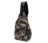 Borsa A Tracolla Sul Petto Black Chinese Dragon Printed Zaino Monospalla Resistente Monospalla Uomo E Donna Zaino Sul Petto Per Viaggi Trekking Escursioni