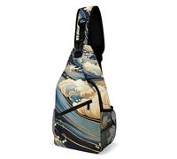 Borsa A Tracolla Sul Petto Blue Wave Pictures Monospalla Portatile Sling Bag Resistente Zaino Monospalla Per Campeggio Escursioni Viaggi