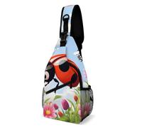 Borsa A Tracolla Sul Petto Cartoon Ladybug Flower Sportivo Zaino Monospalla Multiuso Borsa A Petto Per Palestra Viaggio Uomo 19X39Cm