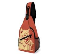 Borsa A Tracolla Sul Petto Cat Lying On The Box Sling Bag Uomo E Donna Zaino Sul Petto Resistente Monospalla Per Viaggi Il Ciclismo Trekking
