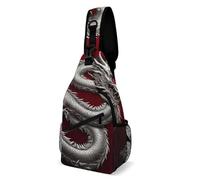 Borsa A Tracolla Sul Petto Chinese Dragon Art Red Zaino Monospalla Obliqua Monospalla Regolabile Crossbody Per Viaggi Trekking Escursioni