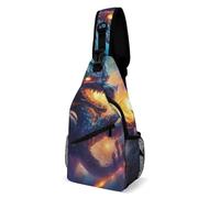 Borsa A Tracolla Sul Petto Cool Space Fire Dragon Art Zaino Monospalla Uomo E Donna Sling Bag Obliqua Zaino Sul Petto Per Viaggi Il Ciclismo Escursioni