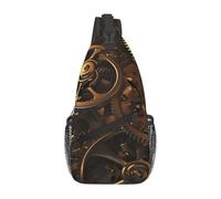 Borsa A Tracolla Sul Petto Cool Steampunk Gears Multifunzionale Zaino Monospalla Antifurto Borsa Tattica Sul Petto Militare Per Donna Viaggio Trekking 19X39Cm