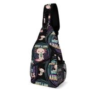 Borsa A Tracolla Sul Petto Cute Animals Pink Axolotls Prints Funny Black Sling Bag Resistente Monospalla Portatile Zaino Monospalla Per Trekking Escursioni Il Ciclismo