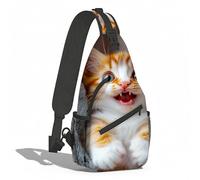 Borsa A Tracolla Sul Petto Excited Kitten In Cozy Blanket Sling Bag Uomo E Donna Monospalla Regolabile Zaino Monospalla Per Il Ciclismo Campeggio Escursioni