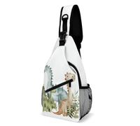 Borsa A Tracolla Sul Petto Fern Leaves And Dinosaurs Multifunzionale Borsello Uomo Causal Borsa A Petto Per Trekking Uomo Campeggio 19X39Cm