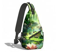 Borsa A Tracolla Sul Petto Frog On Lily Pad In Bamboo Stream Sling Bag Uomo E Donna Monospalla Regolabile Zaino Monospalla Per Campeggio Il Ciclismo Viaggi