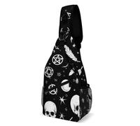 Borsa A Tracolla Sul Petto Goth Crow Crow Skull Moon Star Gothic Witch Magic Spiritual Board Sling Bag Resistente Crossbody Portatile Monospalla Per Trekking Campeggio Viaggi