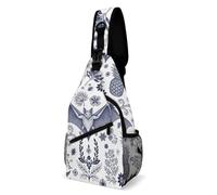 Borsa A Tracolla Sul Petto Halloween Bat Flower Crossbody Resistente Monospalla Uomo E Donna Sling Bag Per Trekking Il Ciclismo Campeggio