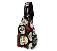 Borsa A Tracolla Sul Petto Halloween Mexican Day Dead Sugar Skulls Zaino Monospalla Obliqua Monospalla Uomo E Donna Zaino Sul Petto Per Trekking Escursioni Il Ciclismo