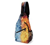 Borsa A Tracolla Sul Petto Ice Water Blue Fire Flame Zaino Monospalla Obliqua Monospalla Regolabile Sling Bag Per Escursioni Il Ciclismo Viaggi
