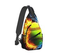 Borsa A Tracolla Sul Petto Ice Water Fire Flame Softball Baseball Bag Zaino Monospalla Uomo E Donna Zaino Sul Petto Regolabile Sling Bag Per Viaggi Trekking Il Ciclismo
