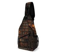 Borsa A Tracolla Sul Petto Library Bookshelf Vintage Zaino Sul Petto Resistente Sling Bag Portatile Monospalla Per Il Ciclismo Trekking Campeggio