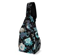 Borsa A Tracolla Sul Petto Light Blue Flowers Cool Dragons Florals Sling Bag Obliqua Zaino Sul Petto Portatile Monospalla Per Trekking Il Ciclismo Viaggi