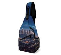 Borsa A Tracolla Sul Petto Los Angeles Skyline Printed Sling Bag Resistente Crossbody Uomo E Donna Zaino Sul Petto Per Campeggio Il Ciclismo Trekking