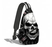 Borsa A Tracolla Sul Petto Mechanical Skull Design Sling Bag Portatile Monospalla Uomo E Donna Zaino Monospalla Per Campeggio Il Ciclismo Trekking