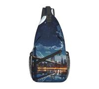 Borsa A Tracolla Sul Petto Moon Light New York City Portatile Zaino A Monospalla Sportivo Borsa Pettorale Per Uso Quotidiano Moto Alpinismo 19X39Cm