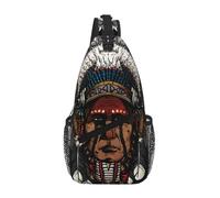 Borsa A Tracolla Sul Petto Native U.S.Indiana Warrior Crossbody Uomo E Donna Sling Bag Resistente Monospalla Per Campeggio Il Ciclismo Trekking