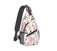 Borsa A Tracolla Sul Petto Pink Paris Eiffel Tower Sling Bag Resistente Zaino Monospalla Portatile Crossbody Per Campeggio Il Ciclismo Escursioni
