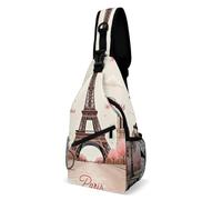 Borsa A Tracolla Sul Petto Pink Paris Eiffel Tower Zaino Monospalla Uomo E Donna Monospalla Obliqua Crossbody Per Trekking Campeggio Escursioni