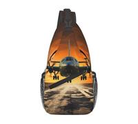 Borsa A Tracolla Sul Petto Plane Landing On Runways Sportivo Borsello Uomo Unisex Borsa Crossbody Per Ciclismo Outdoors Trekking 19X39Cm