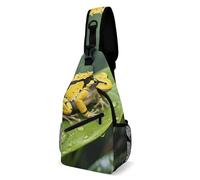 Borsa A Tracolla Sul Petto Poison Dart Frog On Leafs Crossbody Resistente Zaino Monospalla Uomo E Donna Zaino Sul Petto Per Il Ciclismo Viaggi Escursioni