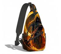 Borsa A Tracolla Sul Petto Scythe Of Skeleton Is On Fire Sling Bag Obliqua Monospalla Uomo E Donna Zaino Monospalla Per Il Ciclismo Campeggio Escursioni