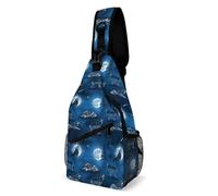 Borsa A Tracolla Sul Petto Wolves Howling Full Moon Monospalla Uomo E Donna Crossbody Resistente Sling Bag Per Escursioni Il Ciclismo Campeggio