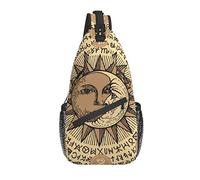Borsa a tracolla Sun Moon stile vintage Magic Witchy Hiking Daypack Crossbody Shoulder Backpack Travel Chest Pack for Men Women