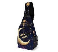 Borsa A Tracolla Tattica Sacred Geometric Symbol Purple Space Galaxy Stars Mystic Sun Moon Antifurto Zaino A Monospalla Poliestere Borsa A Petto Per Palestra Viaggio Alpinismo 19X39Cm