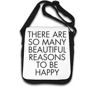Borsa a tracolla "There are So Many Beautiful Reasons to Be Happy" bianca
