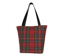 Borsa a Tracolla Tote in Tela Grande e Casual da Donna, Riutilizzabile per la Spesa - Tartan Scozzese Stewart