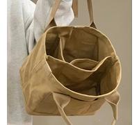 Borsa a tracolla tote tinta unita, borsa in tela leggera, borsa multifunzionale per lavoro con borsa a secchiello minimalista di grande capacità con bottoni Tagli UnicaGeometricoPoliestere