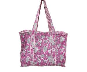 Borsa a tracolla trapuntata floreale rosa indiano 100% cotone borsetta donna ...