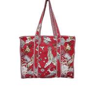 Borsa a tracolla trapuntata stampa animalier rosso indiano donna spiaggia 100...