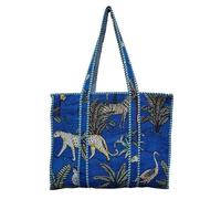 Borsa a tracolla trapuntata stampa tigre blu indiano borsa da donna spiaggia ...