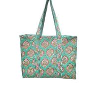 Borsa a tracolla trapuntata verde indiano stampa floreale borsa da donna spia...