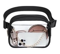 Borsa a tracolla trasparente alla moda, sportiva, impermeabile, vedere attraverso il marsupio da stadio approvare il petto di stoccaggio per le donne uomo cintura a tracolla cintura impermeabile, Nero