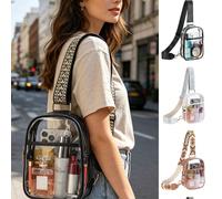 Borsa a tracolla trasparente, borsa a tracolla trasparente approvata per lo stadio per donne, borsa trasparente resistente con tracolla regolabile, borsa a tracolla trasparente sportiva Bianco,nero,ma