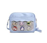 Borsa a tracolla trasparente Casual Itabag PU Messenger Pin Display Studente Scuola Stile Giapponese, Blu Bl, Medium