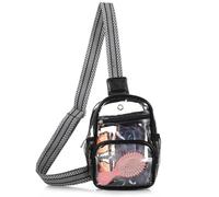 Borsa a tracolla trasparente da donna, trasparente, approvata dallo stadio, chiusura con zip, tracolla regolabile per concerti, eventi, giochi sportivi