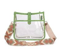 Borsa a tracolla trasparente in gelatina grande capacità geometrica ricamata borsa a tracolla larga borsa a tracolla borse da lavoro per pendolari, Verde, 270x90x240mm