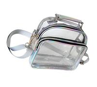 Borsa a Tracolla Trasparente in PVC per Donne, Accesso Rapido e Leggero | Passa i Controlli di Sicurezza, Contenuto Immediato, per Chiavi e Assegno, Colore Argento