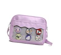 Borsa a tracolla trasparente Itabag a tracolla in pelle PU libro per studenti stile giapponese messaggeri tracolla giapponese per donne pelle PU Itabag spalla trasparente, Viola, One Size