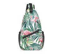 Borsa a tracolla Tropical Leaf Flamingo Hiking Daypack Crossbody Shoulder Backpack Travel Chest Pack for Men Women