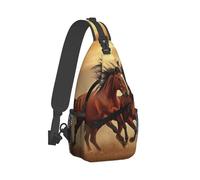 Borsa a tracolla ultraleggera multiuso antifurto per zaino in spalla per escursioni in bicicletta all'aperto, viaggi, zaino portautensili (arte di animali che corrono, cavalli selvaggi)