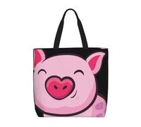 Borsa a tracolla unisex astratta Dr-agonfly riutilizzabile pieghevole casual elegante borsa a tracolla per spiaggia, viaggi, lavoro, scuola, Smile Pink Pig, Taglia unica
