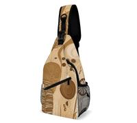 Borsa a tracolla unisex beige e marrone, borsa a tracolla regolabile, piccolo zaino per escursioni e viaggi