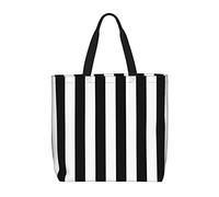 Borsa a tracolla unisex, colorata, perfetta per la musica, riutilizzabile, pieghevole, casual, elegante, per la spesa, per spiaggia, viaggi, lavoro, scuola, Stri nero e-bianco, Taglia unica